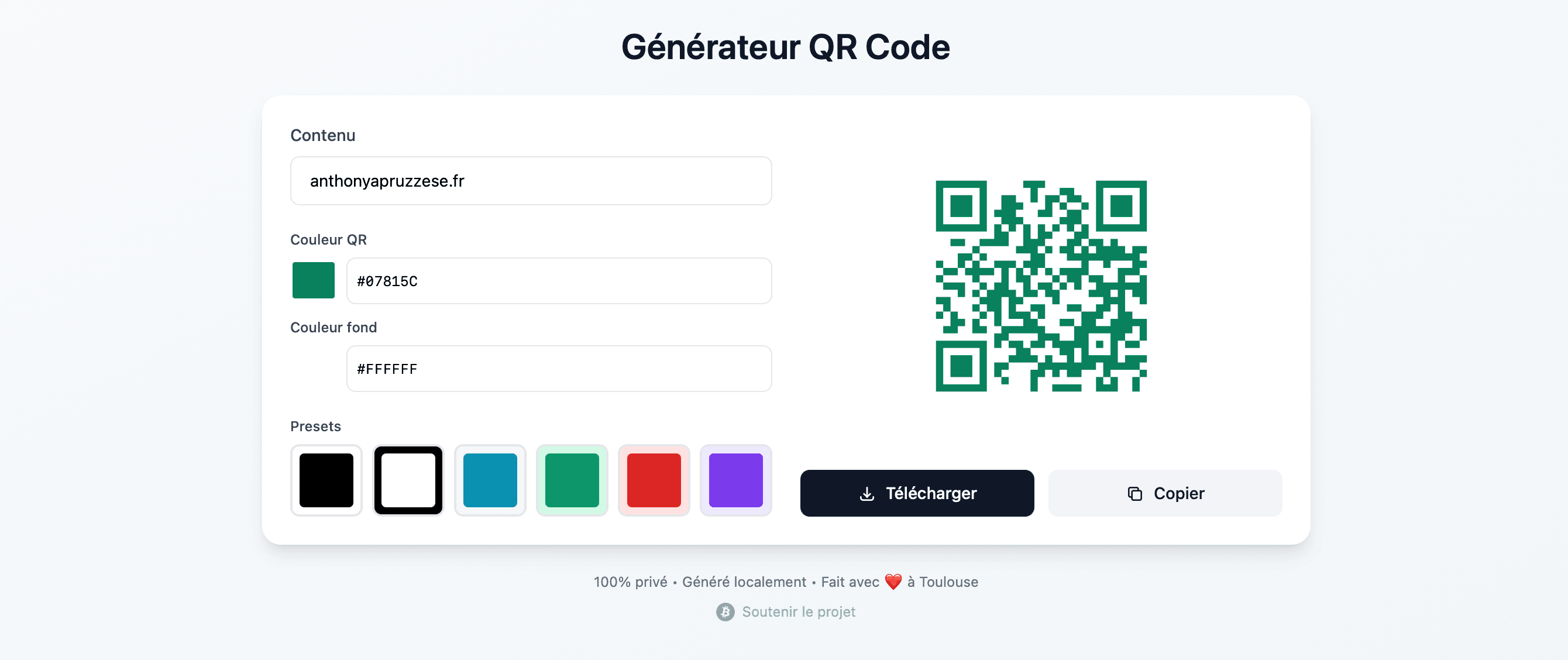 Aperçu de Générateur de QR Code